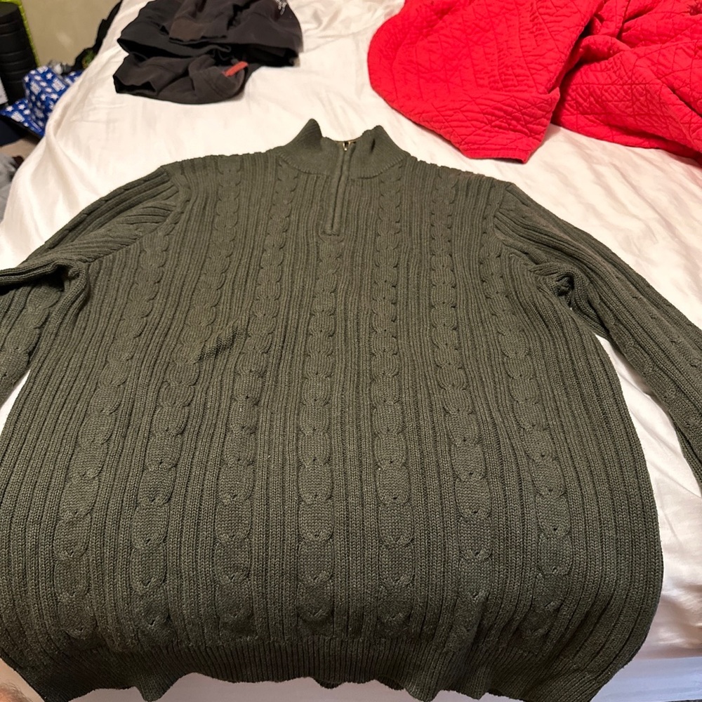 eddie bauer 1/4 zip sweater forrest green Medium